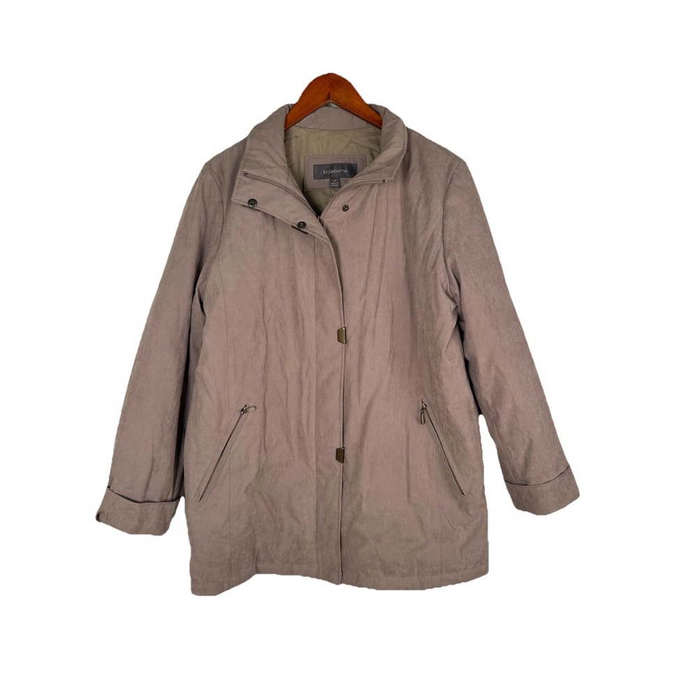 Liz Claiborne Faux Suede Jacket Woman's LP Lined Button